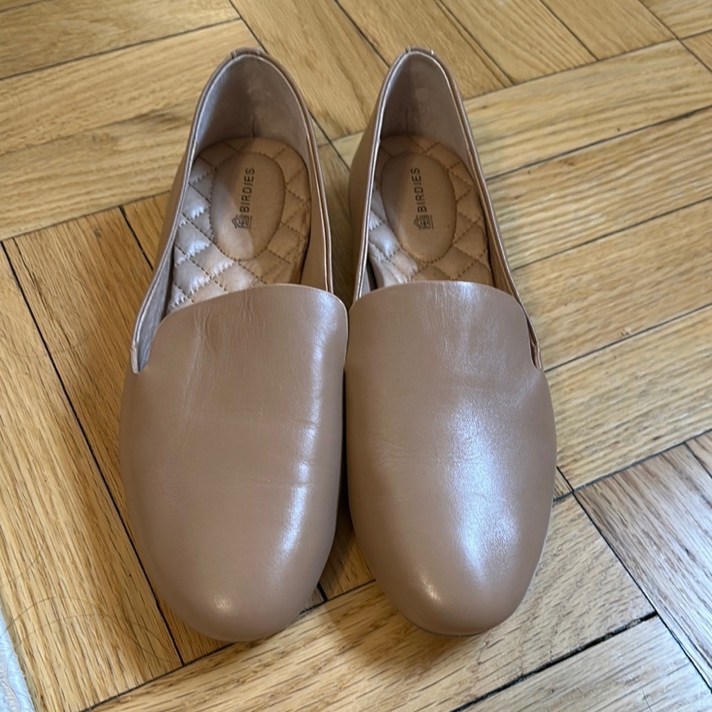 Birdies Tan Leather Flats for Everyday Comfort
